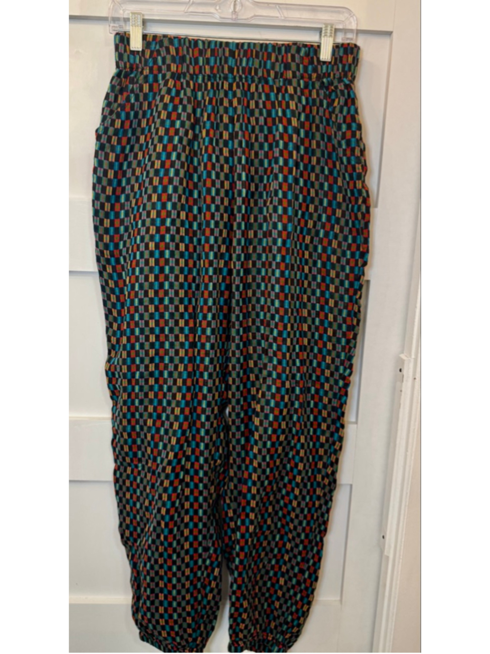 Ace & Jig Organic Cotton Balloon Pants Small Multicolor Check Pull On Pockets